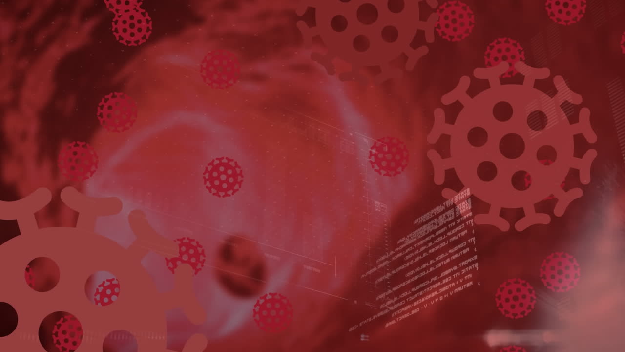 animación de las células de covid-19 y procesamiento estadístico