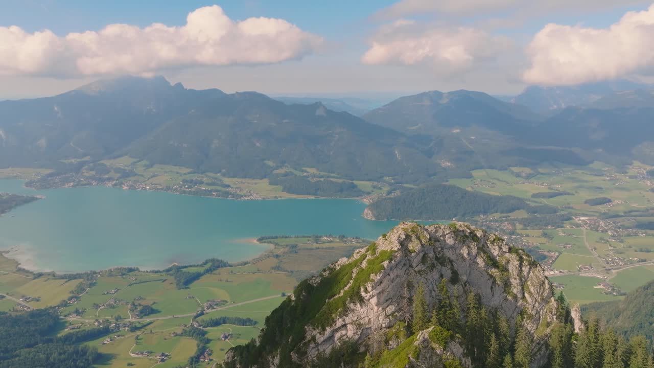 Stunning Aerial View of Mountain Lake and Valley