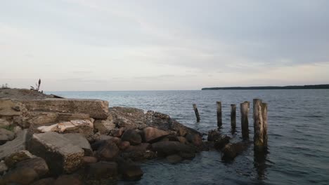 beautiful stone beach on the coast of the ocean