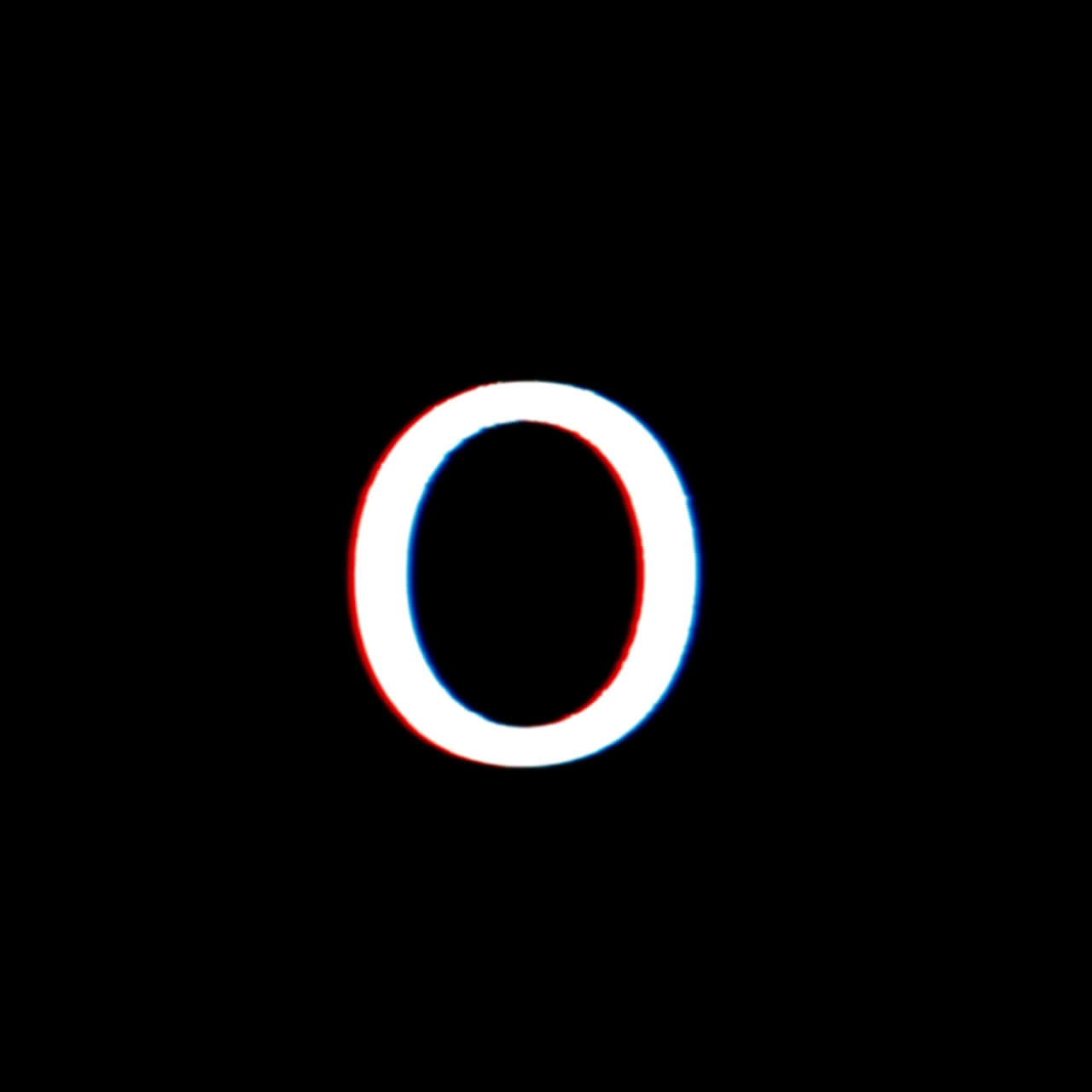 Letter O with Glitch and Chromatic Aberration Effect