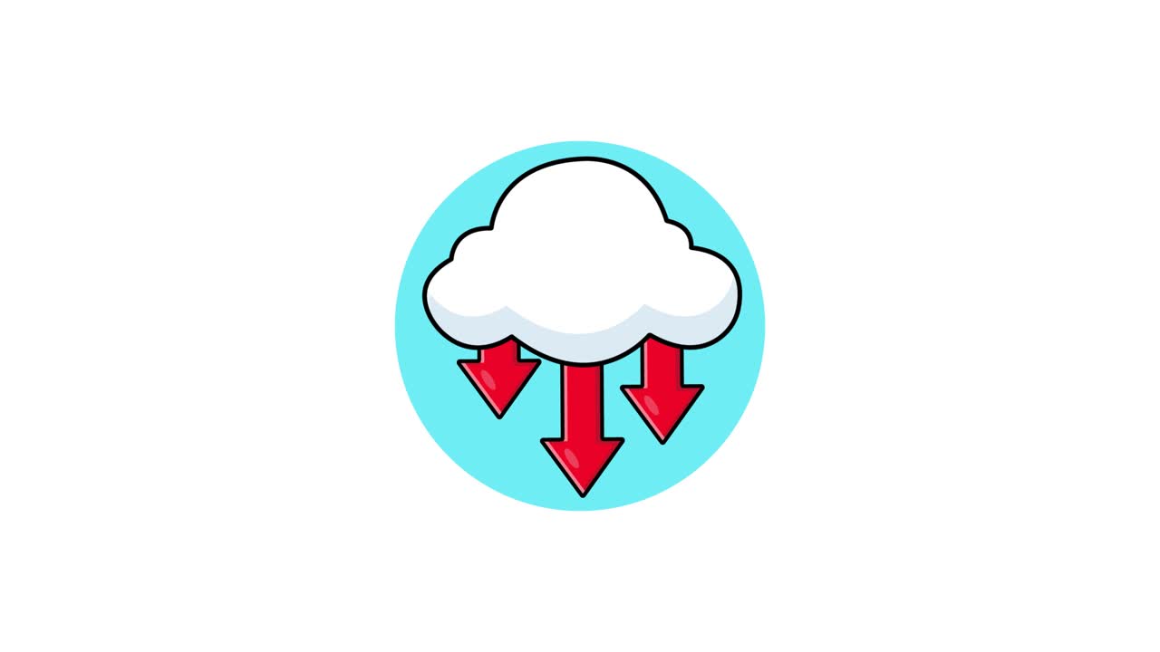 Animated Cloud Download Icon with Red Arrows