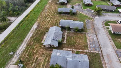 aerial view of abandoned houses