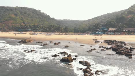 4k footage flying from the beautiful beaches of arambol village, india to it's coastline