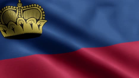 Primer-Plano-Ondeando-Lazo-4k-Bandera-Nacional-De-Lichtenstein