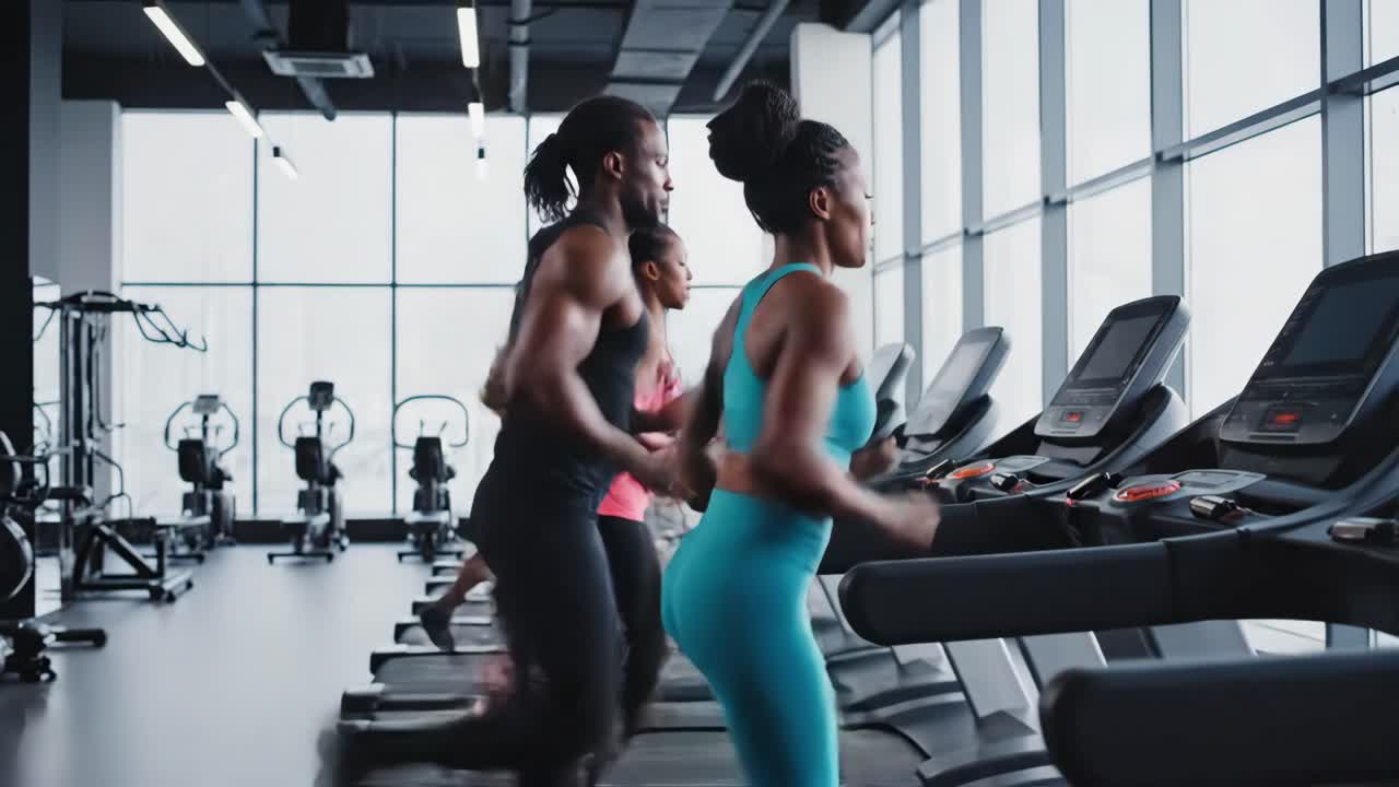 People Exercising on Treadmills at the Gym