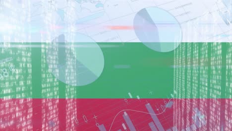 animation of flag of bulgaria over data processing