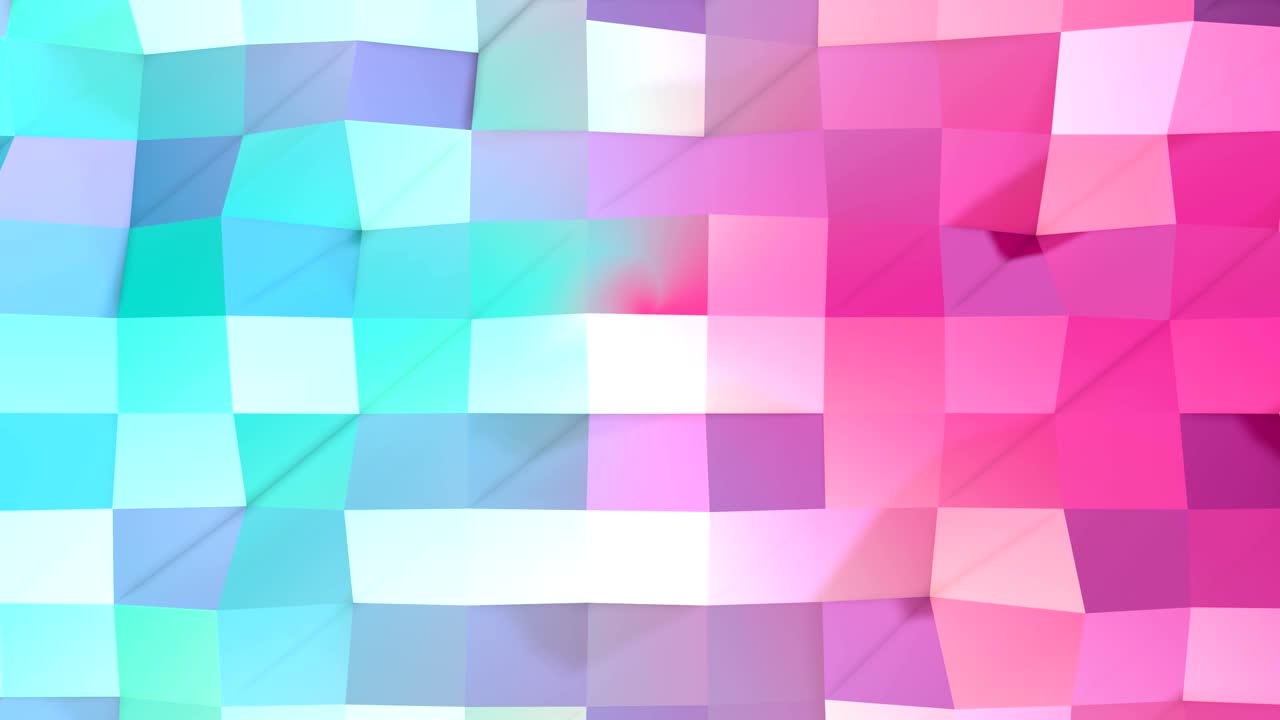 추상적인 단순한 파란색, 분홍색, 낮은 폴리 3d 표면을 3d 만화 배경으로. 순수한 파란, 분홍 색 다각형의 이동의 부드러운 기하학적 낮은 폴리포 모션 배경.