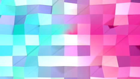 abstracto simple azul rosa baja poli superficie 3d como fondo de dibujos animados 3d. suave geométrico bajo fondo de movimiento poli de desplazamiento de polígonos de color rosa azul puro. fondo de bucle sin costuras 4k fullhd