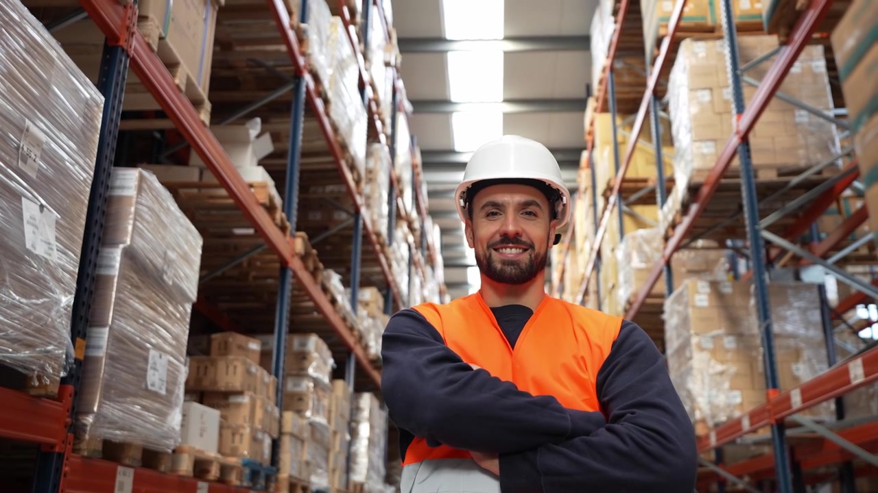 Warehouse Worker Scanning Packages with Barcode Scanner
