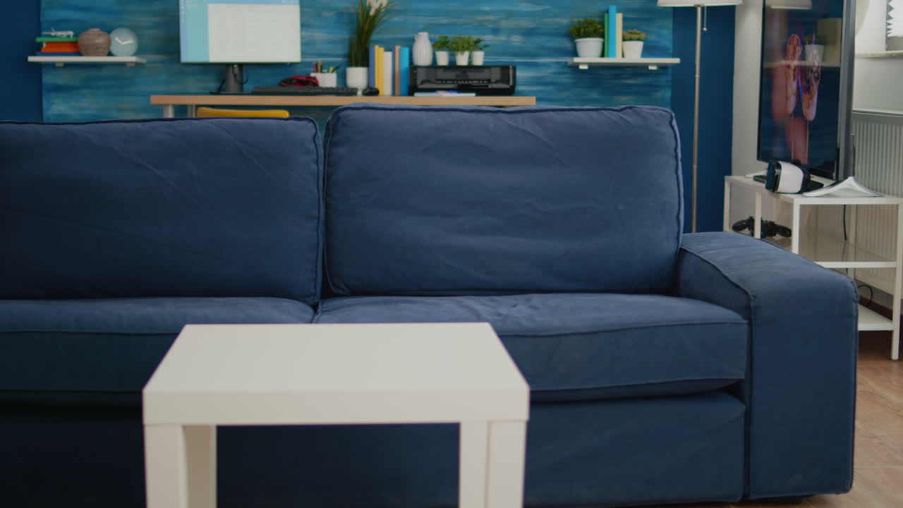 Bright modern living room with nobody in it