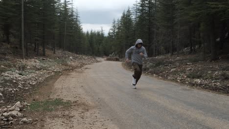 jogging on asphalt road