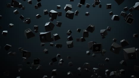 isolated computer keyboard keys falling in a slow motion loop with luma matte