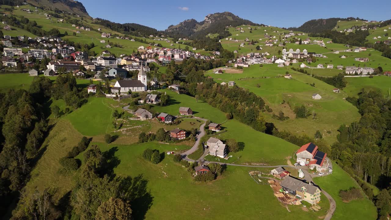 Rural Village near Walensee lake in Amden, Canton Sankt Gallen, Switzerland