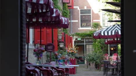 dining area on the terrace of weeshuis hotel in gouda, netherlands