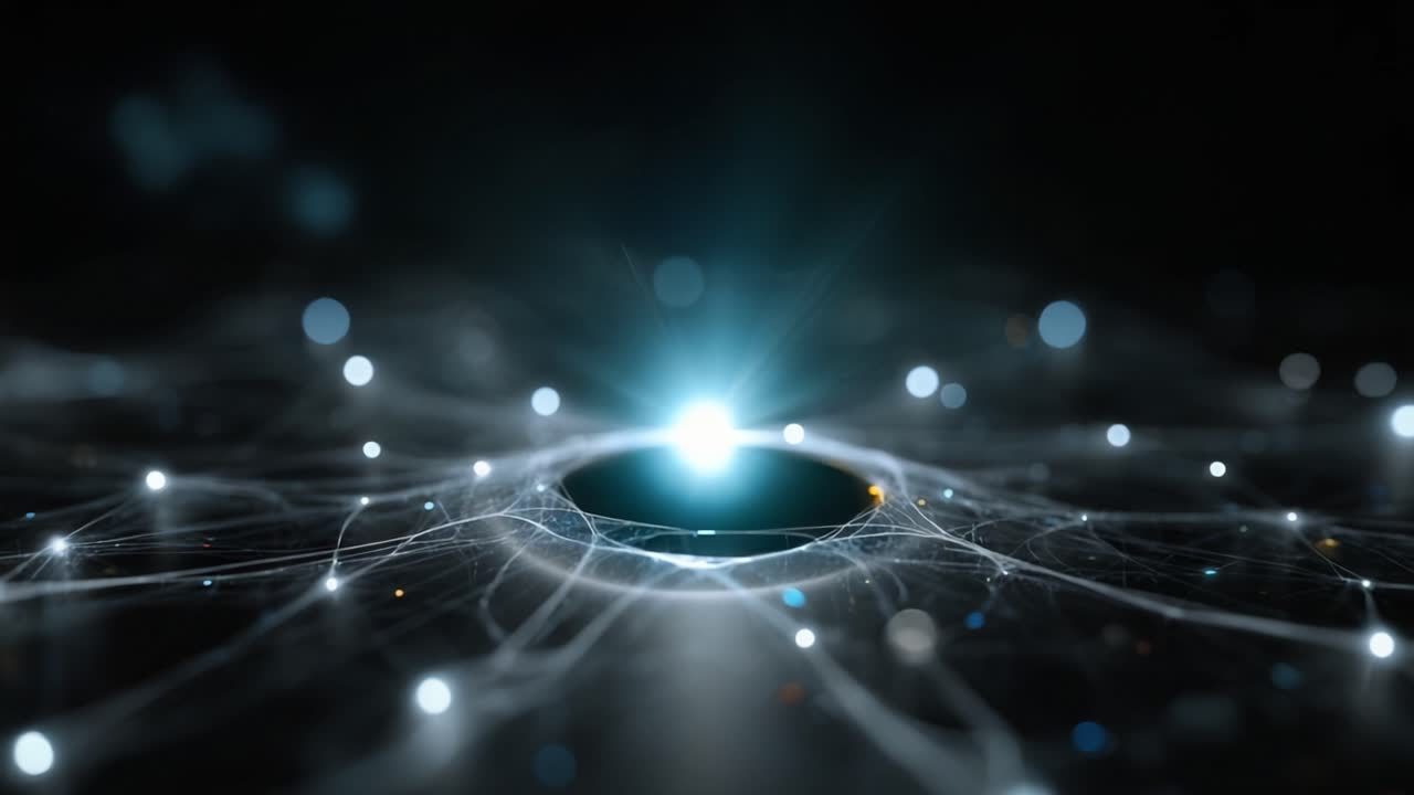 A mesmerizing exploration of interconnected particles illuminating a central vortex, creating an ethereal landscape that captivates and sparks the imagination of viewers