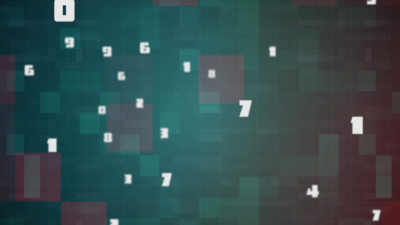 animación de números blancos que cambian y se procesan en pantalla digital