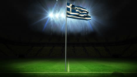 greece national flag waving on flagpole