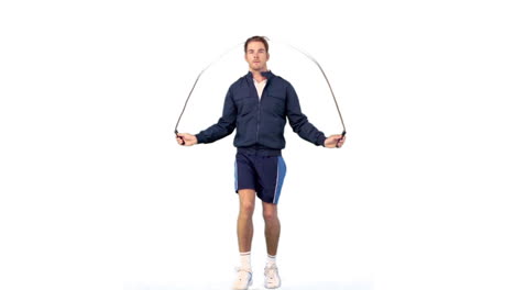 young man training with a skipping rope