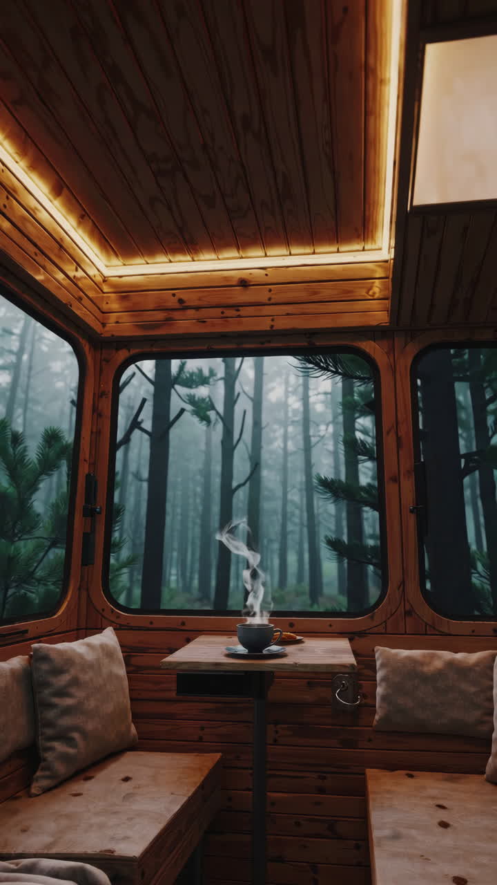 Cabina accogliente con vista sulla foresta