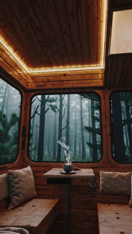 cozy cabin with forest view