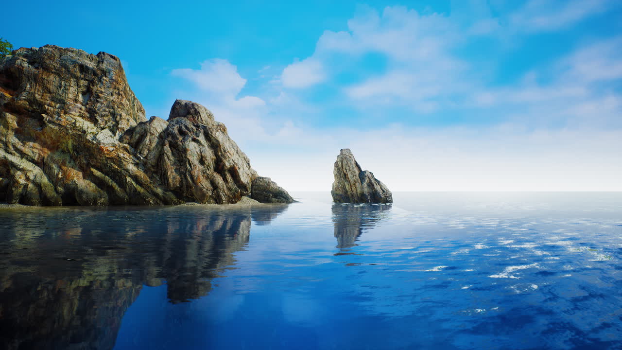 지중해의 바위 가득한 해안과 풍경