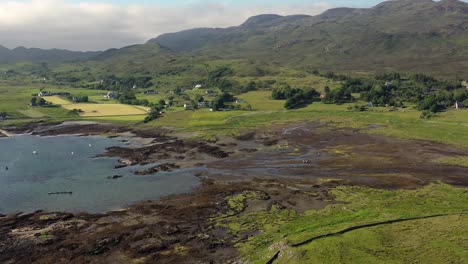 aerial view, looking up the scottish coast on the ardnamurchan peninsular, near the village of kilchoan