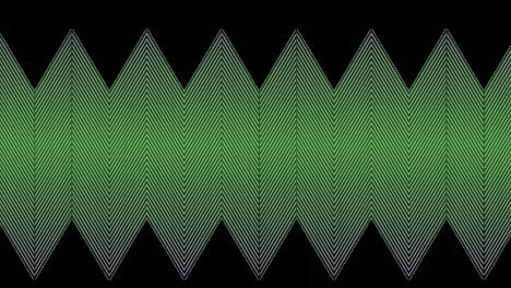 animation of thin green parallel zigzag lines slowly scrolling over black background