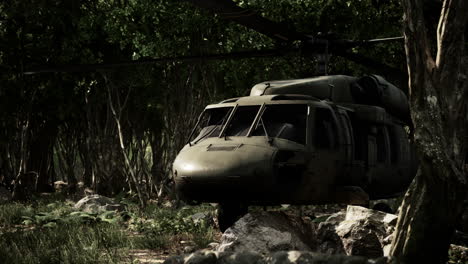 Military-helicopter-in-deep-jungle