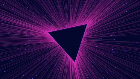 radiant purple triangle with bright center light surrounded by lines