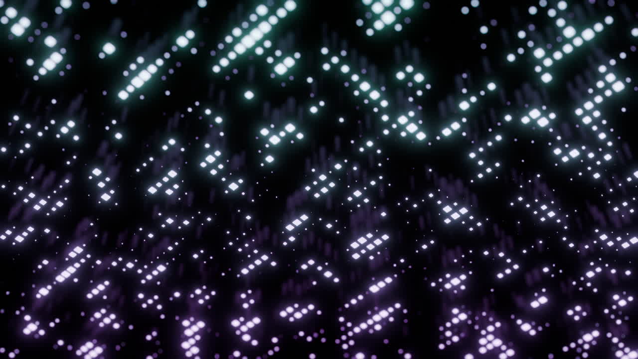 Abstract Digital Pattern of Glowing Purple and Green Lights