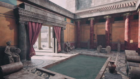 ancient roman villa interior with pool