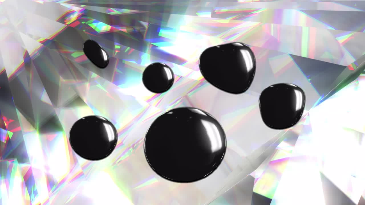 크리스탈 위에 움직이는 검은색 얼룩의 애니메이션