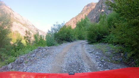 following 4wd vehicle driving on trail in the yankee boy basin of the san juan mountains in colorado