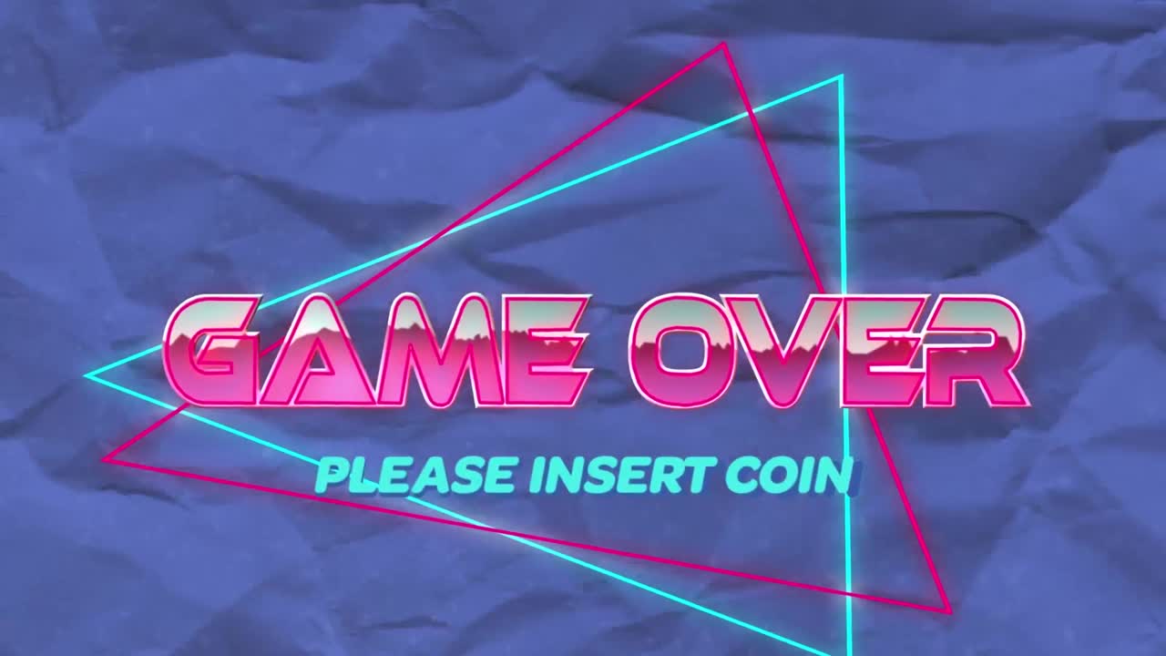 파란색 배경의 빛 트레일 위에 텍스트 위에 게임의 애니메이션