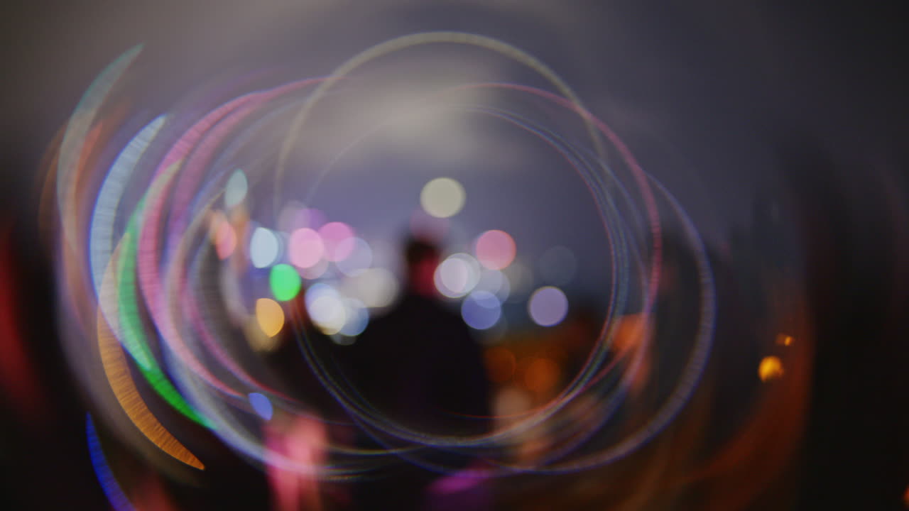 Dynamic Abstract Light Circles and Bokeh at Night