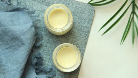 Caramel-pudding-in-a-glass-jar-on-table