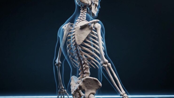 A Comprehensive Exploration of the Human Skeletal System: Detailed Views from Front and Back Illustrating Bone Structure and Anatomical Features