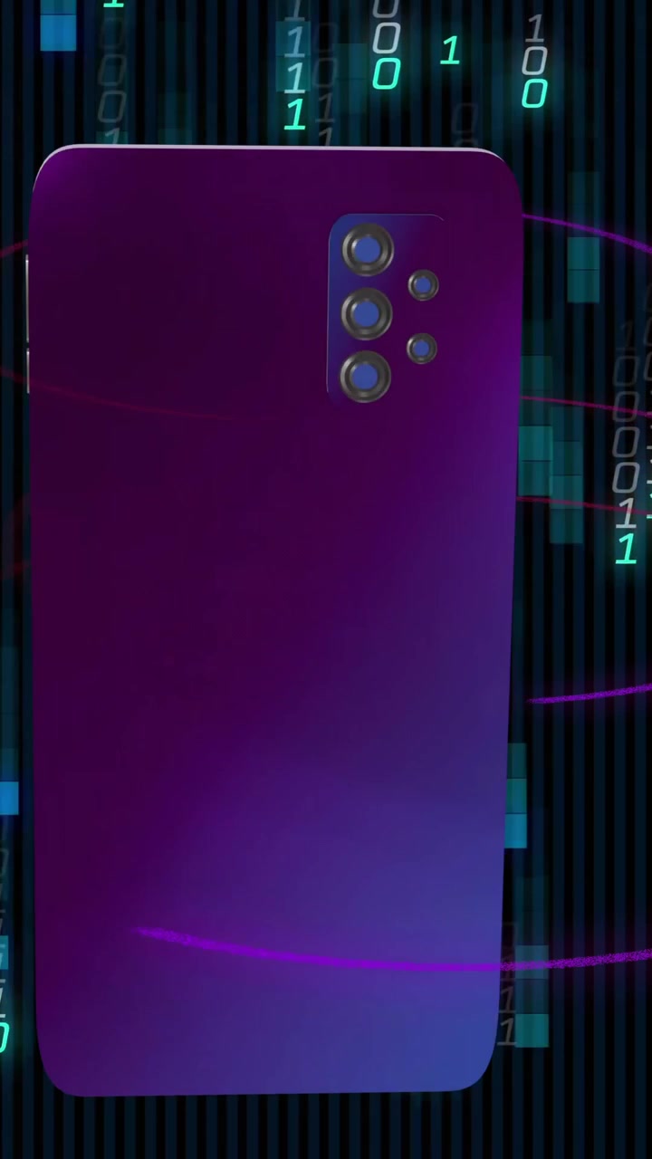 Smartphone with binary code and data processing animation in background