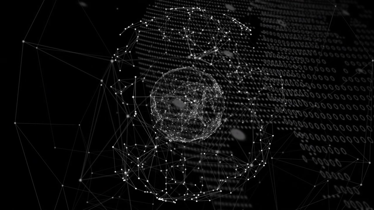 Animazione di statistiche ed elaborazione dati su sfondo grigio