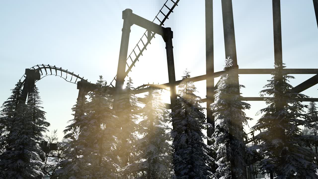 해가 지는 옛 롤러코스터