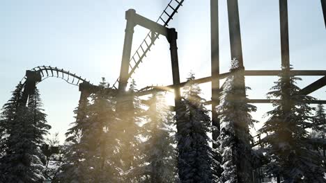 old roller coaster at sunset