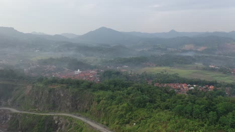 aerial view of a village in a mountain valley