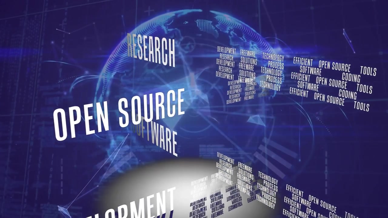 Animation of business texts over globe and digital screen