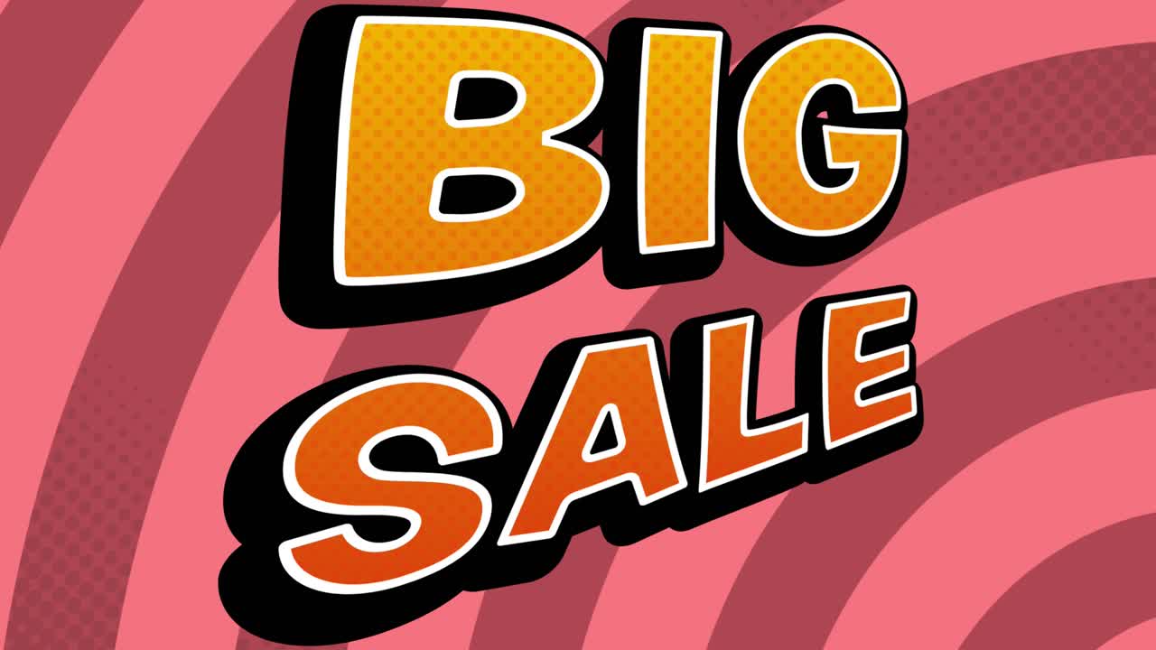 분홍색 원에 큰 판매 텍스트의 애니메이션