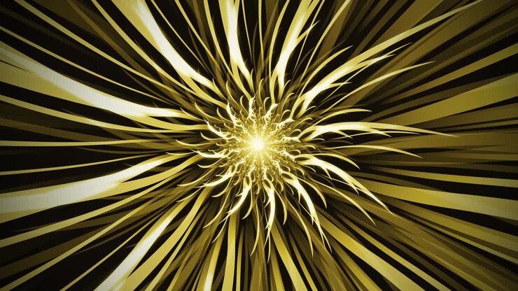 Yellow Abstract Sharp Stripes Dark Mystical Circular Loop Animated Background