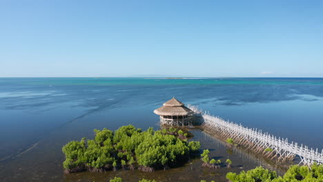 Aussichtspunkt-Von-Den-Nördlichen-Zen-Villen-Im-Meer-Mit-Bambusbrücke-Durch-Mangroven-Auf-Der-Insel-Bohol