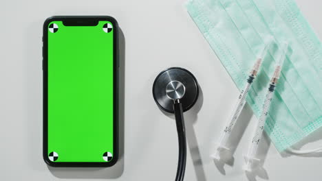 medical equipment and smartphone with green screen
