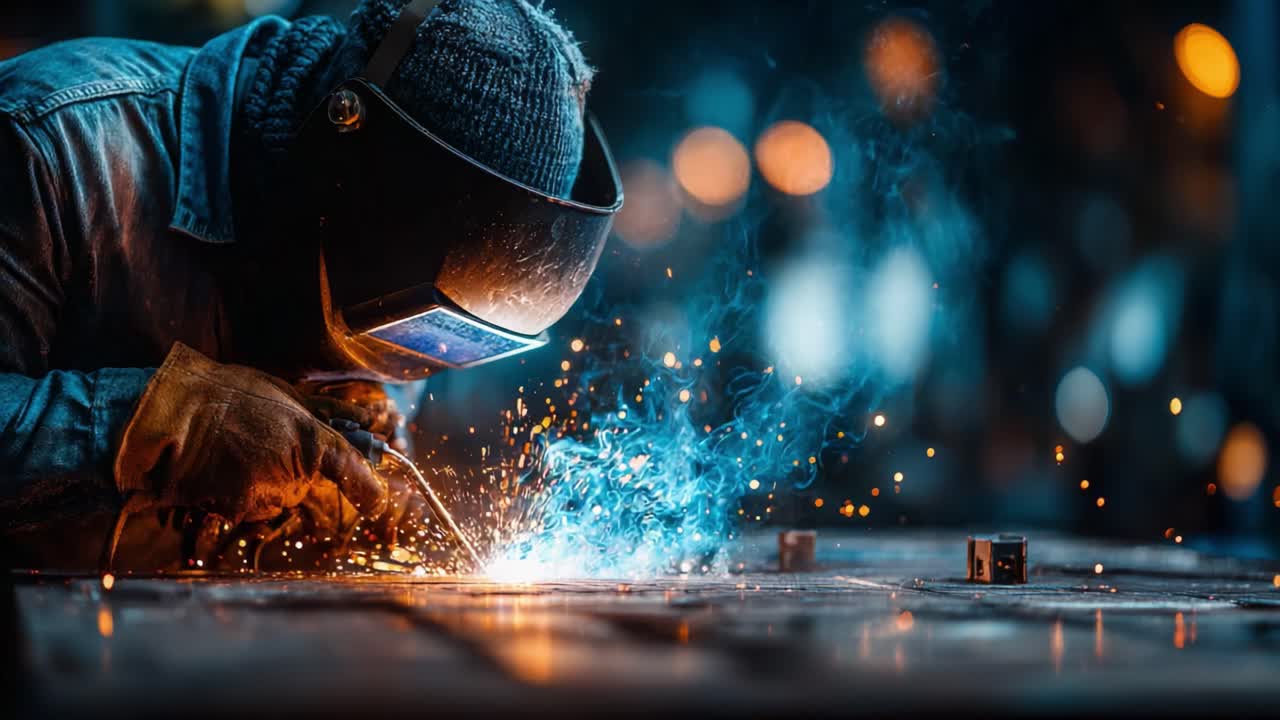 A Skilled Welder Engaged in Precision Metalwork, Creating Intricate Designs with Sparks and Flames, Showcasing the Artistry and Craftsmanship of Welding Techniques