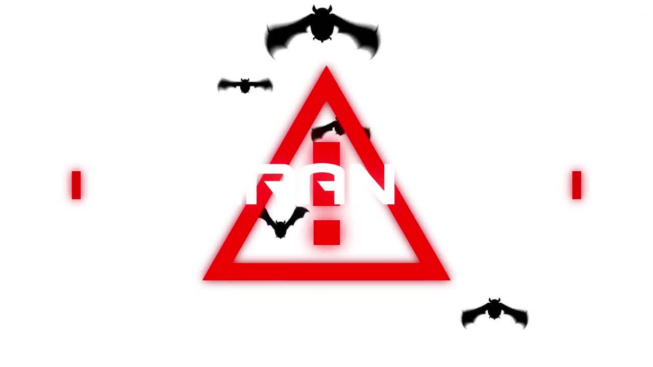 Animation of covid 19 warning text, quarantine, over bats, on white