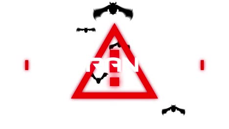 Animation-of-covid-19-warning-text,-quarantine,-over-bats,-on-white